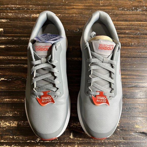 Skechers Men's Max 2 Arch Fit Waterproof. Grey/Red.(214028WW/GYRD). size 10 - Picture 4 of 6